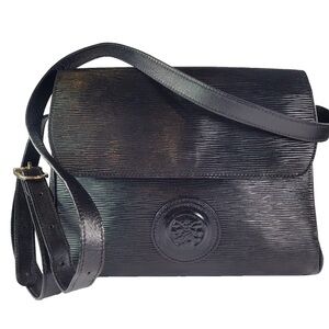 💯💯Rare Vintage Fendi Black Textured Leather Crossbody Bag